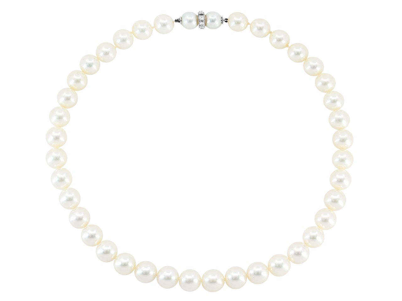 Pearl Necklace, with Diamond 14K White Gold Clasp