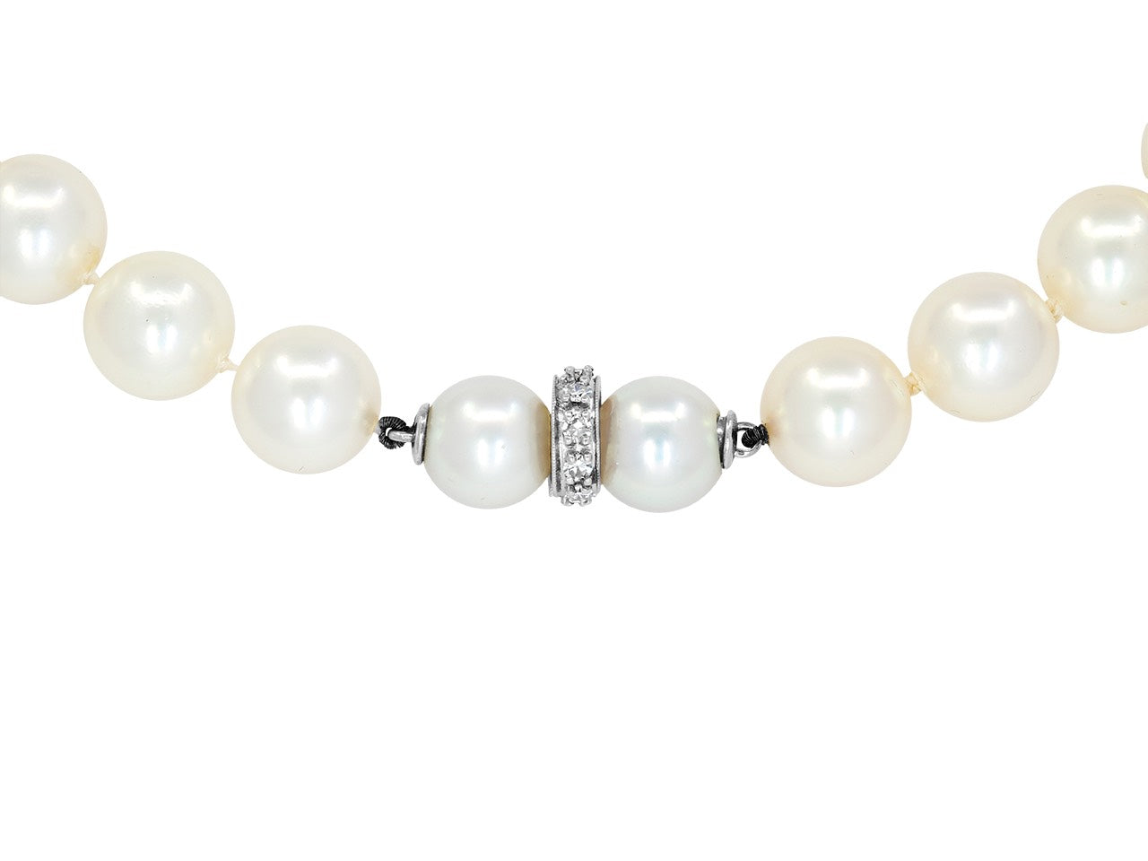 Pearl Necklace, with Diamond 14K White Gold Clasp