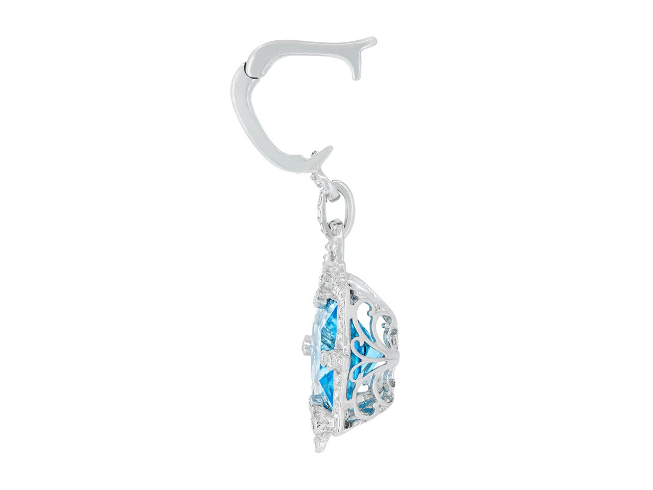 Rhonda Faber Green 'Empress' Blue Topaz and Diamond Pendant in 18K White Gold