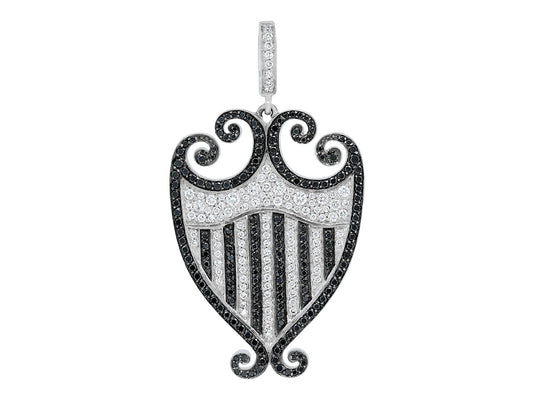 Rhonda Faber Green 'Filigreen' Crest Black and White Diamond Pendant in 18K