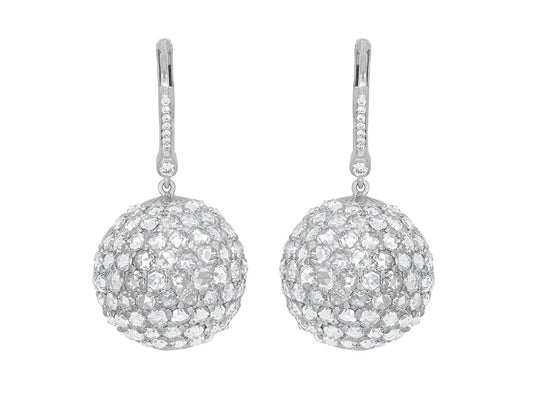 Beladora 'Bespoke' Rose-cut Diamond Ball Earrings in 18K White Gold