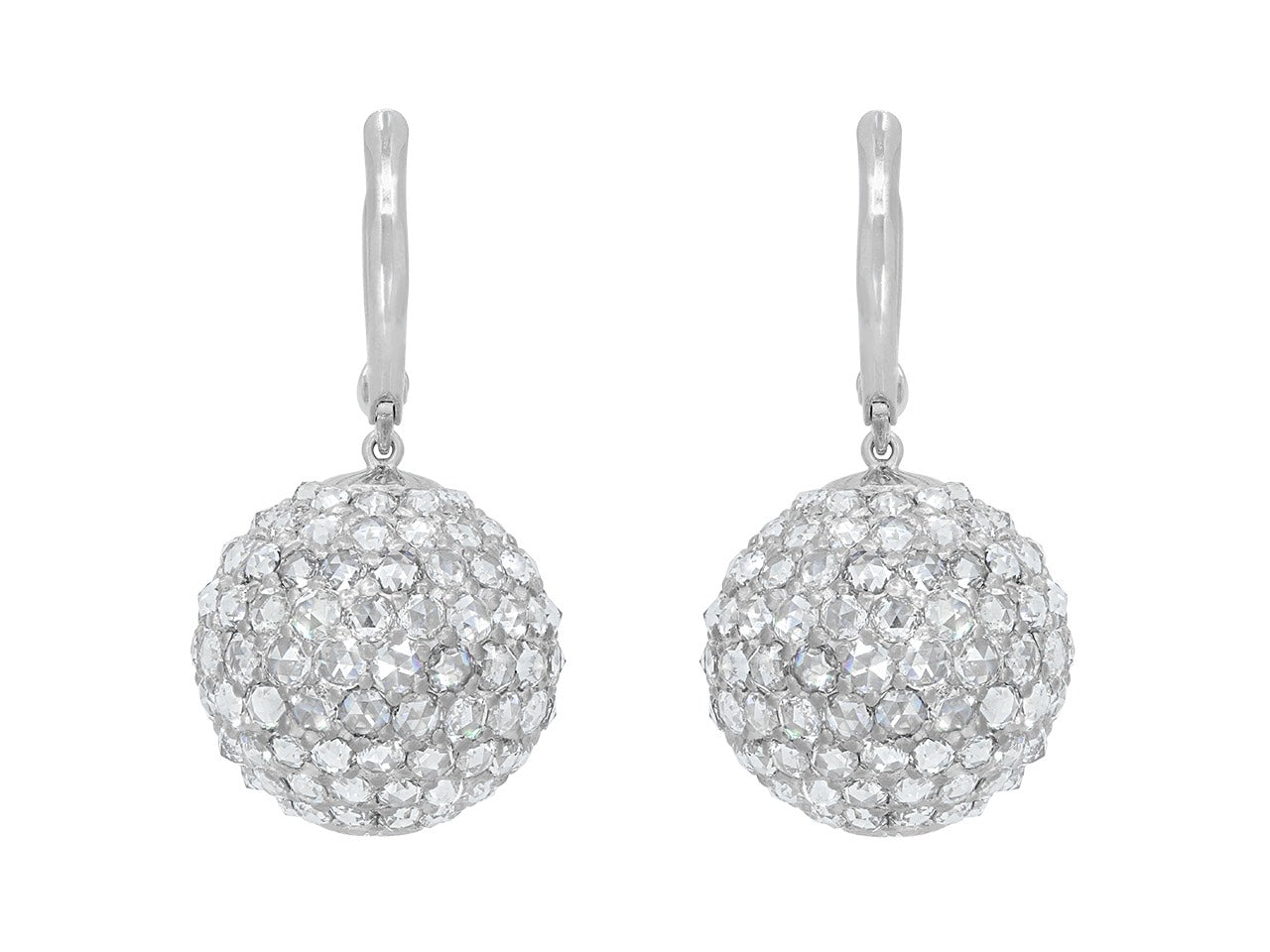 Beladora 'Bespoke' Rose-cut Diamond Ball Earrings in 18K White Gold