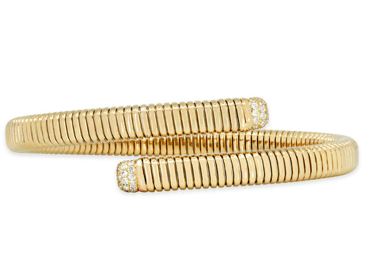 Tubogas Diamond Bypass Bracelet in 18K Gold, by Beladora