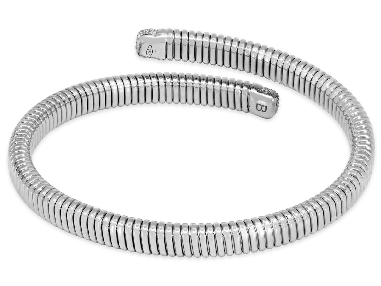 Tubogas Diamond Bypass Bracelet in 18K White Gold, by Beladora