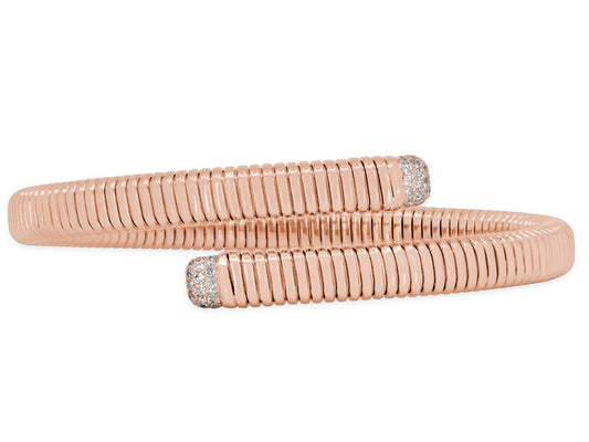 Tubogas Diamond Bypass Bracelet in 18K Rose Gold, by Beladora