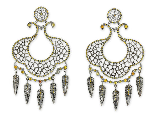 Loree Rodkin Dreamcatcher Earrings in 18K Blackened Gold