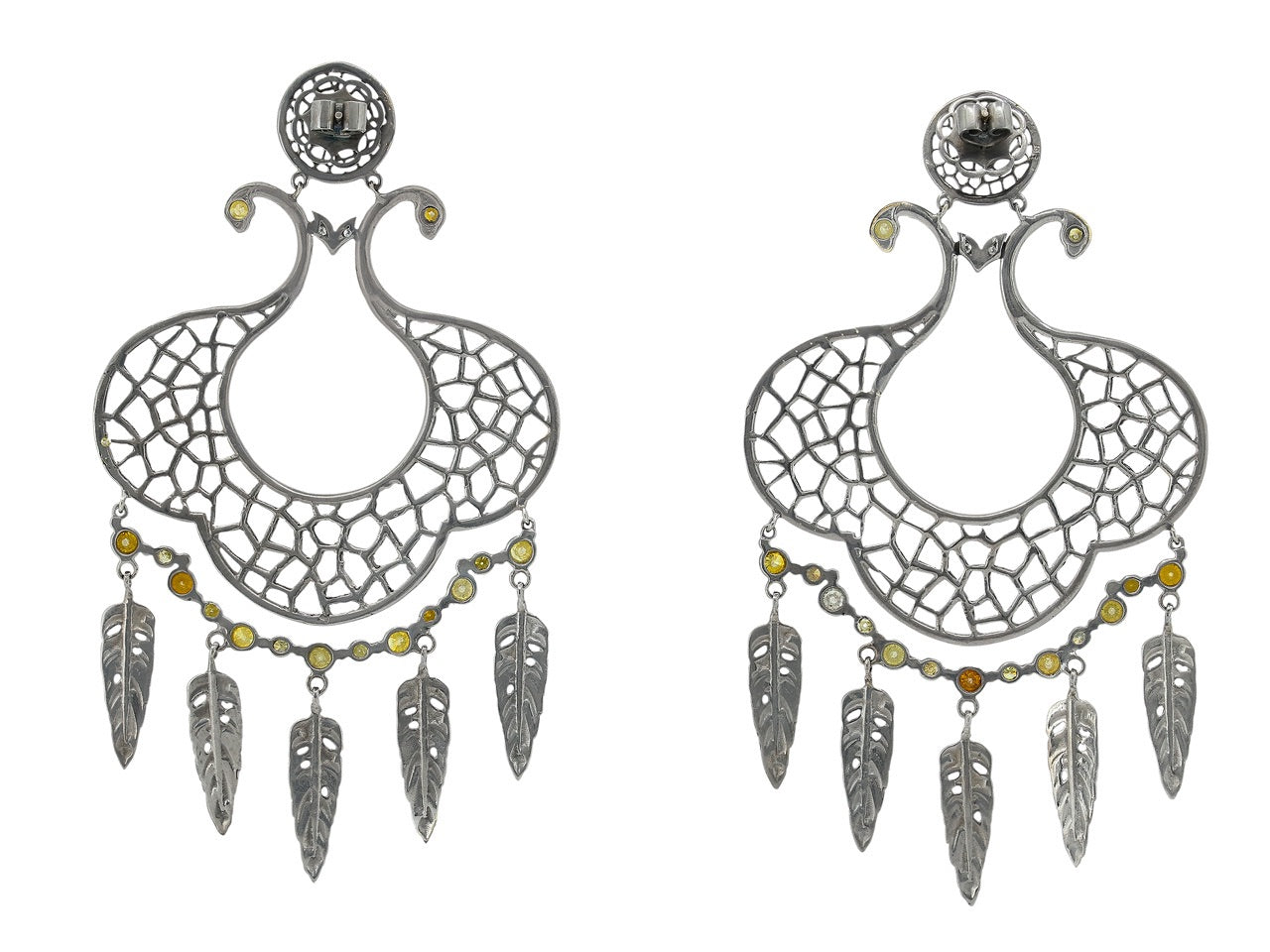 Loree Rodkin Dreamcatcher Earrings in 18K Blackened Gold