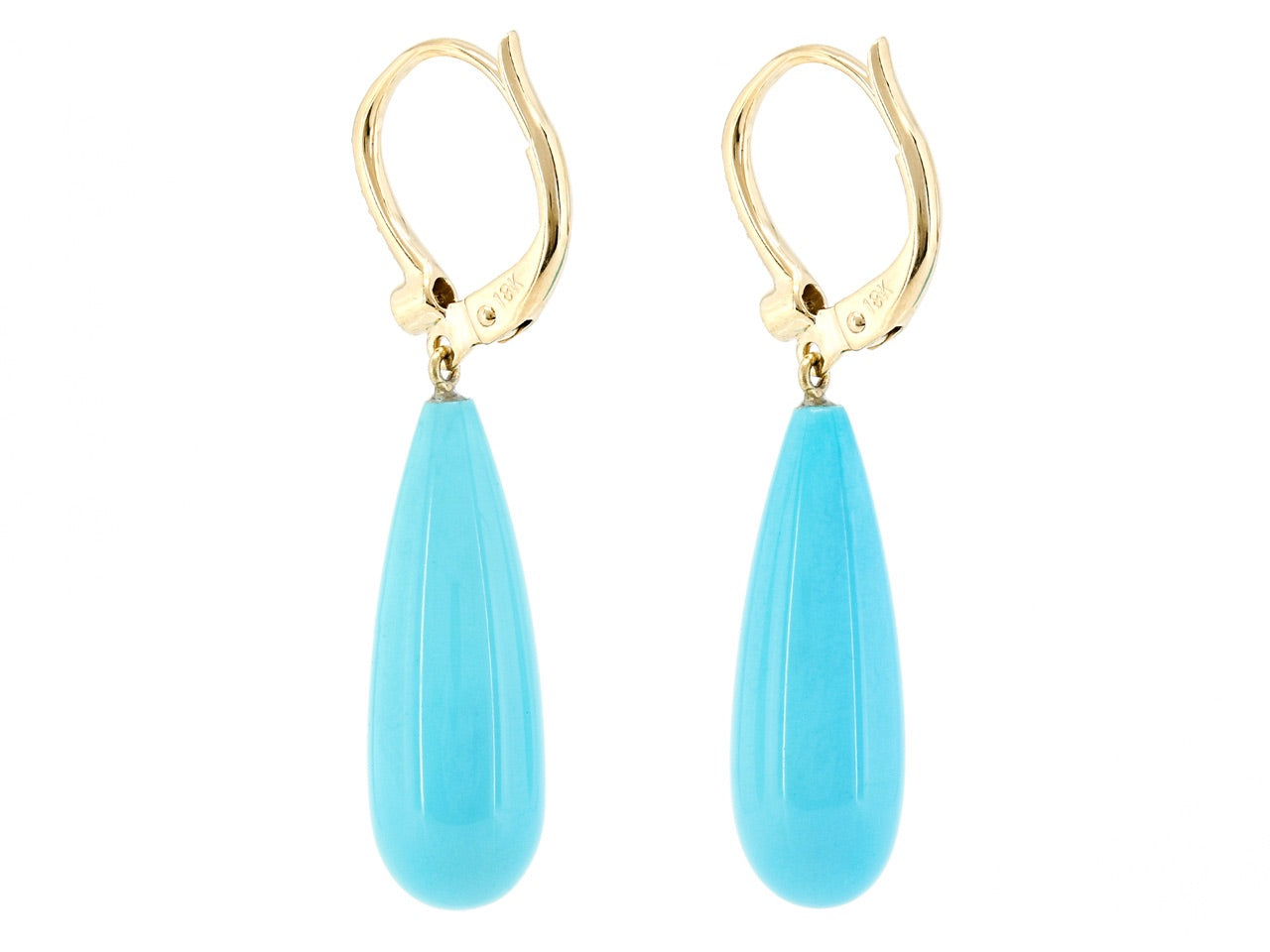 Beladora 'Bespoke' Turquoise and Diamond Dangle Earrings in 18K Gold