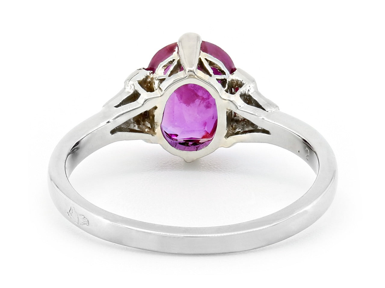 Art Deco Burma Unheated Ruby, 1.63 carat, and Diamond Ring in Platinum