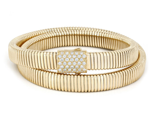 Beladora Diamond Double Wrap Tubogas Bracelet in 18K Gold