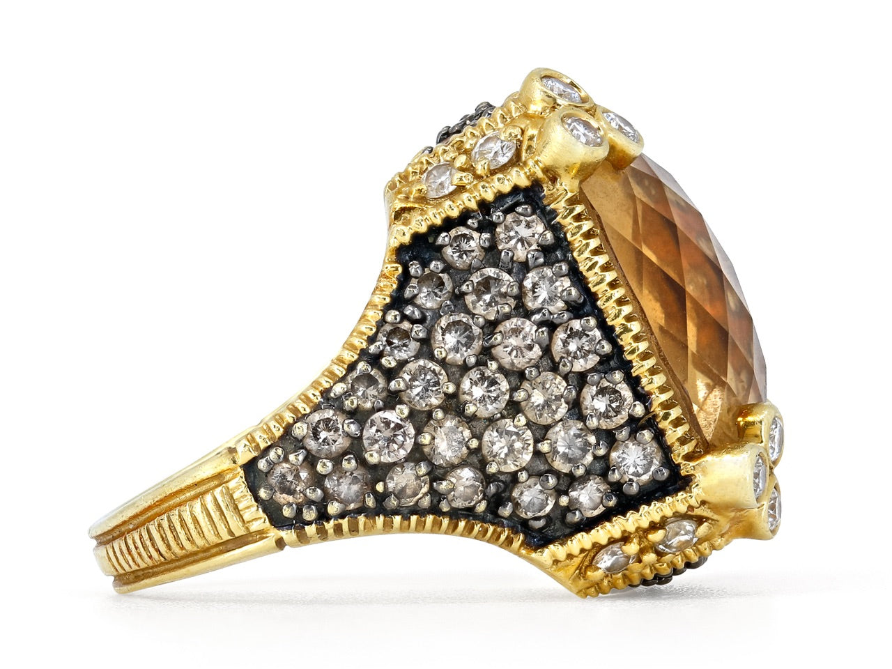 Judith Ripka 'Monaco' Diamond and Citrine Ring in 18K