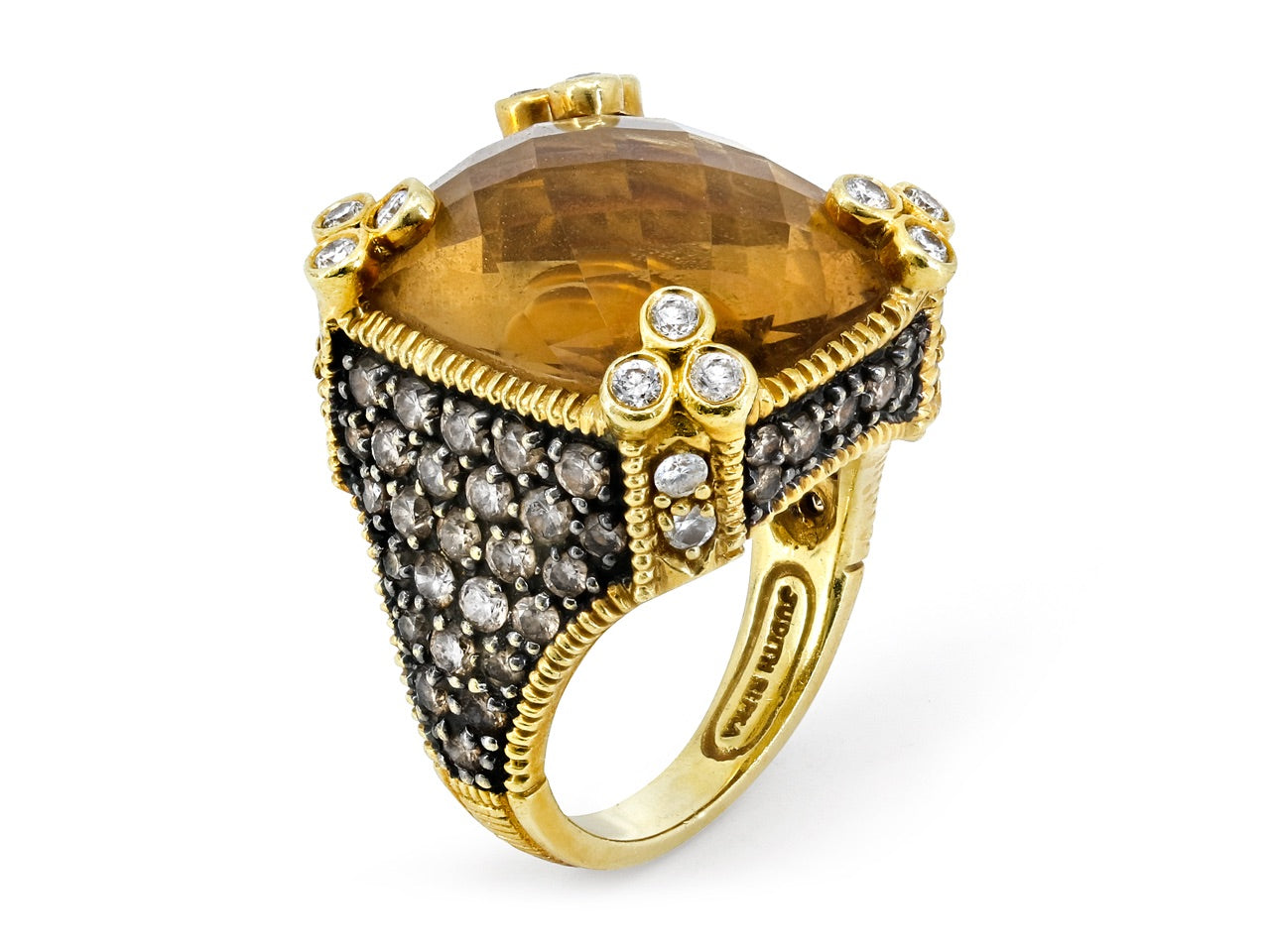 Judith Ripka 'Monaco' Diamond and Citrine Ring in 18K