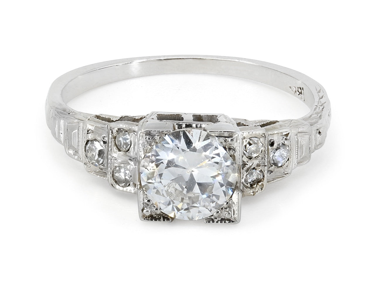 Antique Edwardian Diamond Ring in 18K White Gold