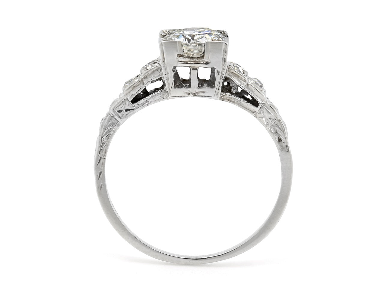 Antique Edwardian Diamond Ring in 18K White Gold