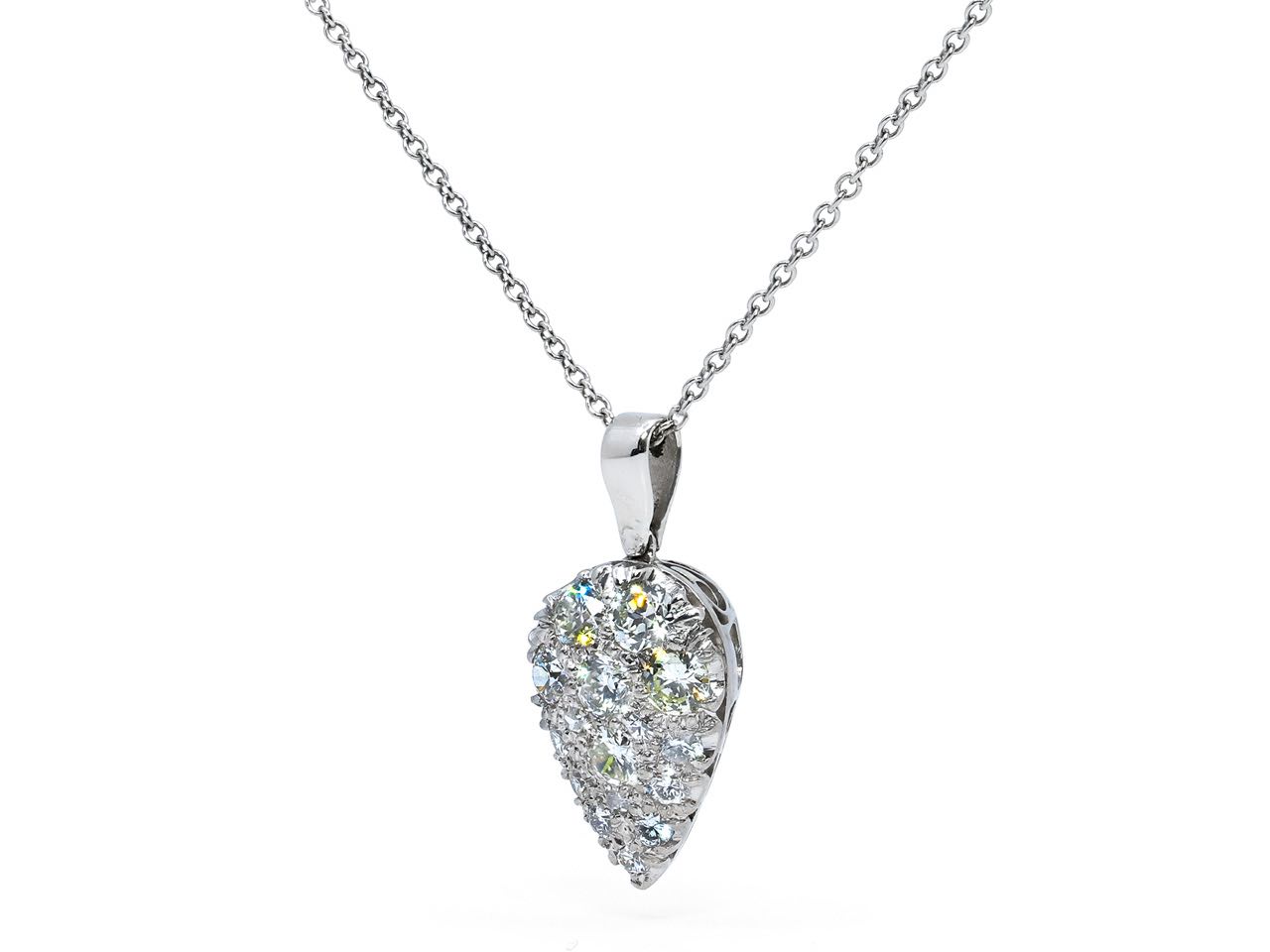 Mid-Century Teardrop Diamond Pendant in Platinum