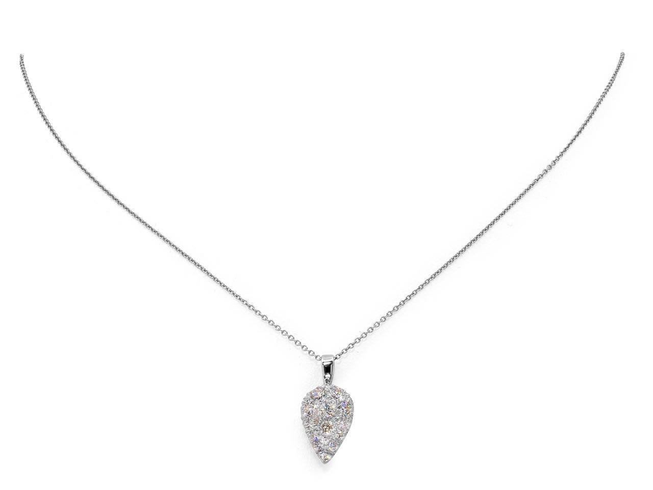 Mid-Century Teardrop Diamond Pendant in Platinum