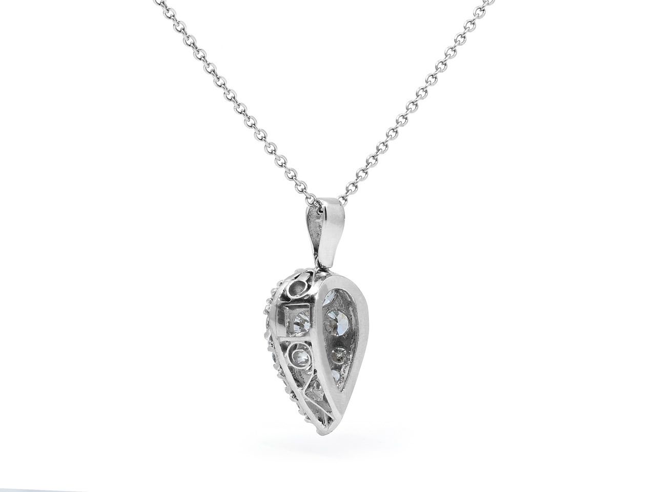 Mid-Century Teardrop Diamond Pendant in Platinum