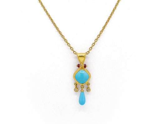 ARA Turquoise Pendant in 23K Gold