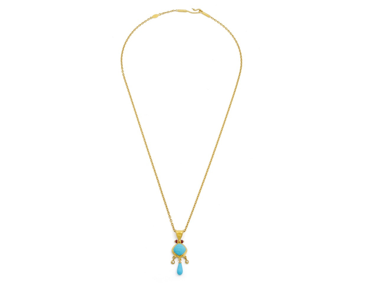 ARA Turquoise Pendant in 23K Gold