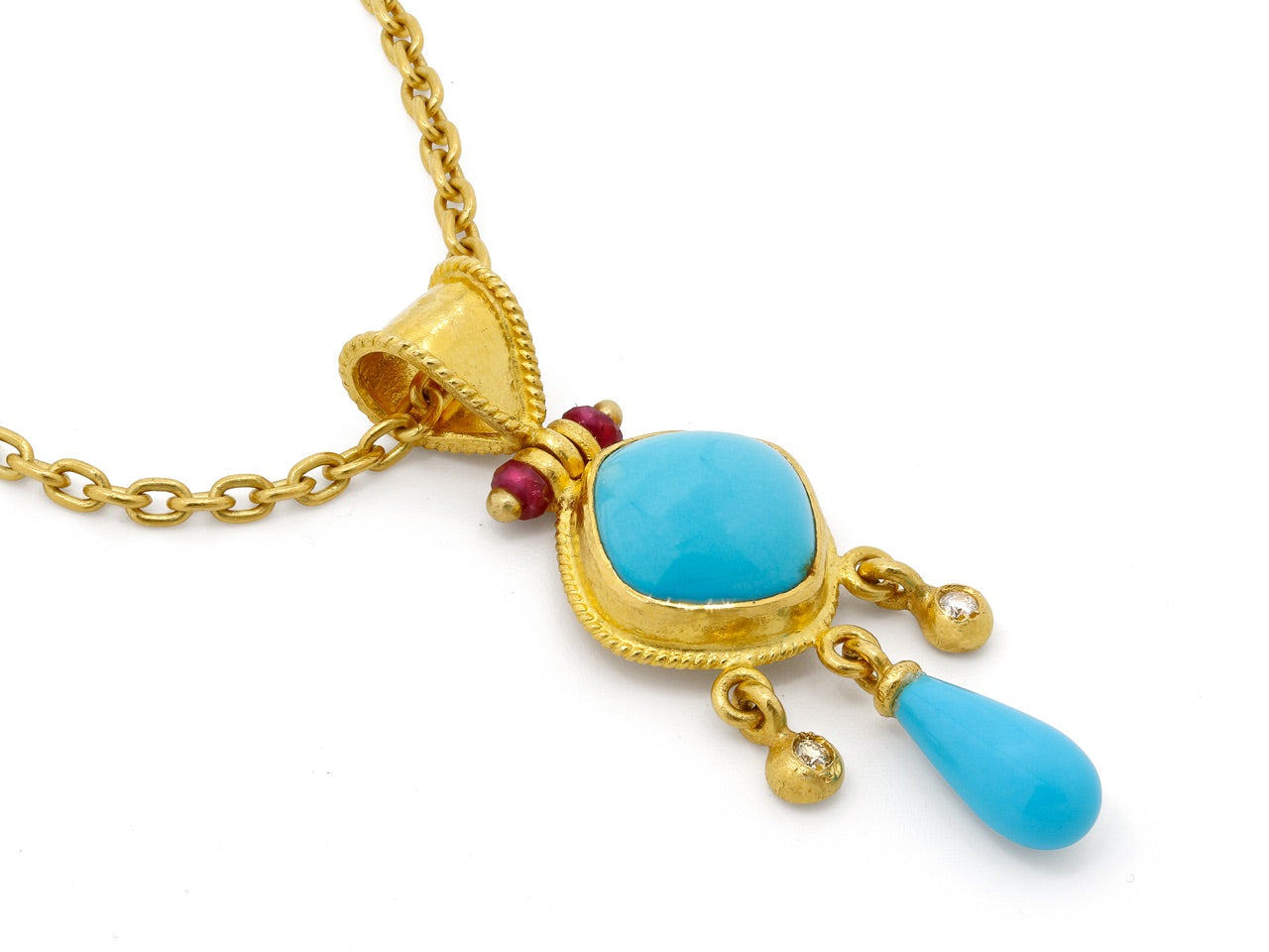 ARA Turquoise Pendant in 23K Gold