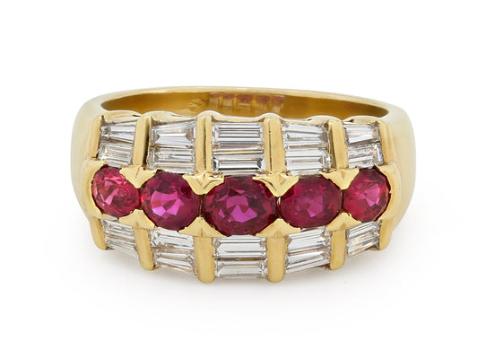 Fred Ruby and Diamond Ring in 18K Gold