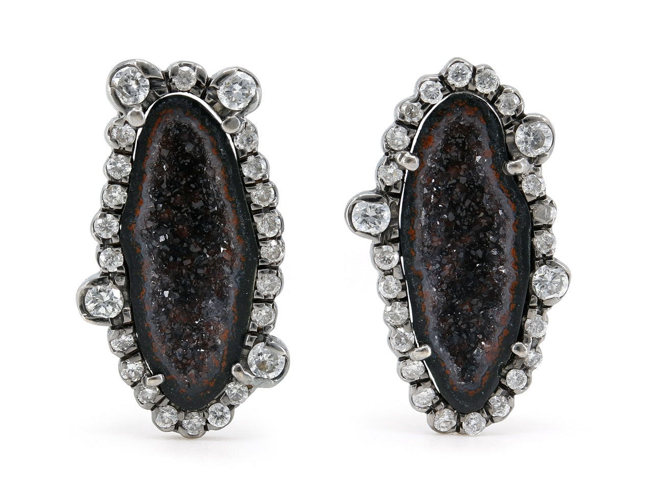 Kimberly McDonald Geode and Diamond Earrings in Blackened 18K