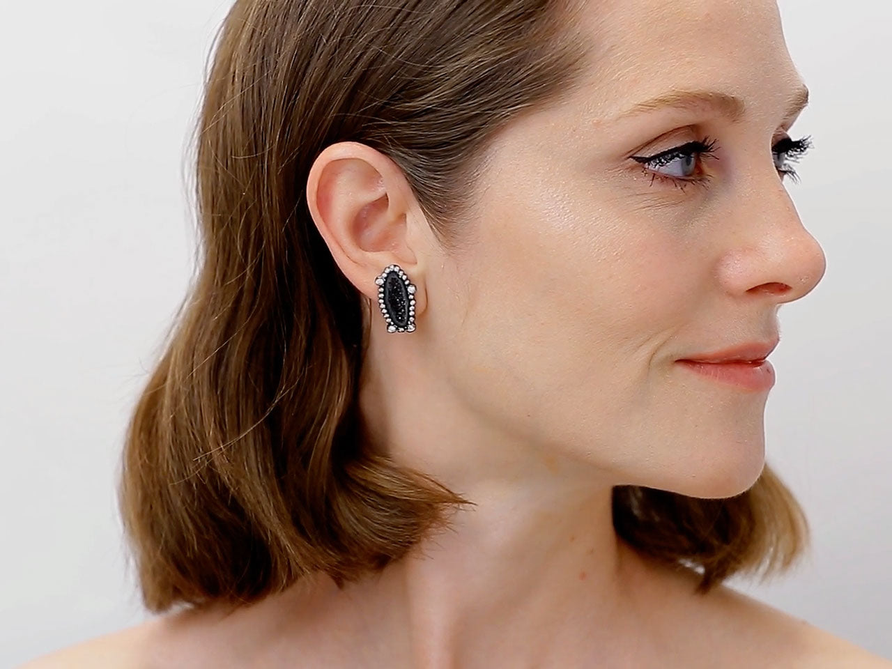 Kimberly McDonald Geode and Diamond Earrings in Blackened 18K