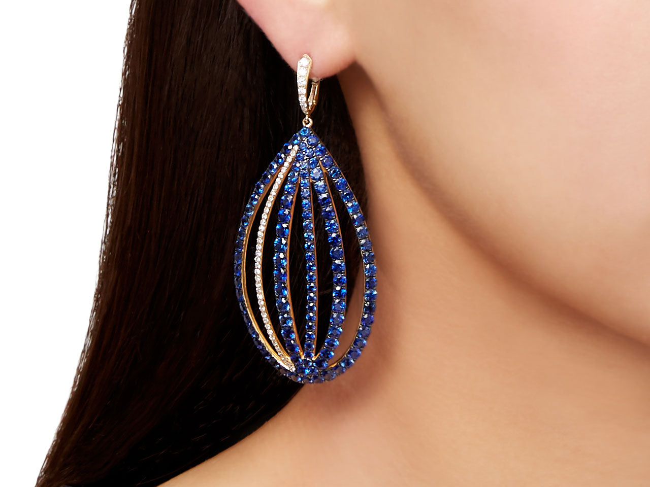 Ivy Sapphire and Diamond Oval Earrings