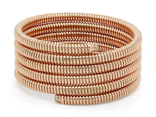 Tubogas Five Row Wrap Diamond Bracelet in 18K Rose Gold, by Beladora