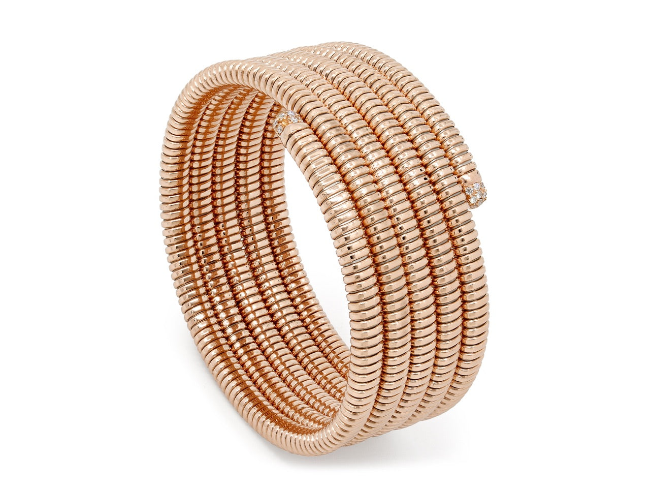 Tubogas Five Row Wrap Diamond Bracelet in 18K Rose Gold, by Beladora