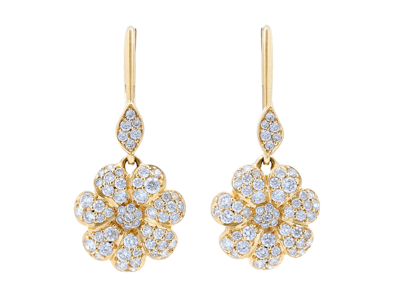 Rhonda Faber Green Diamond Flower Earrings in 18K Gold