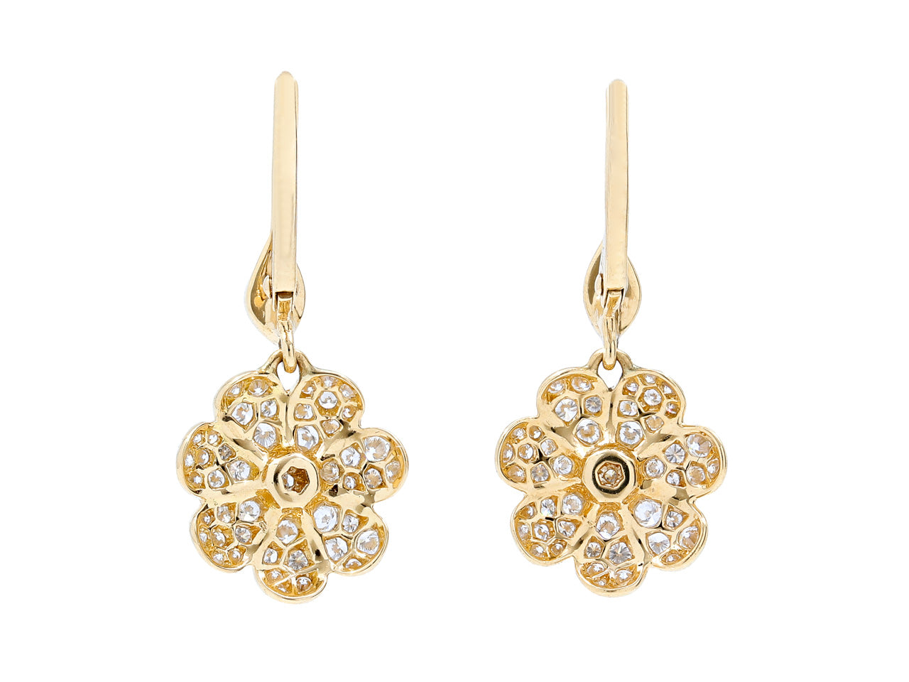 Rhonda Faber Green Diamond Flower Earrings in 18K Gold