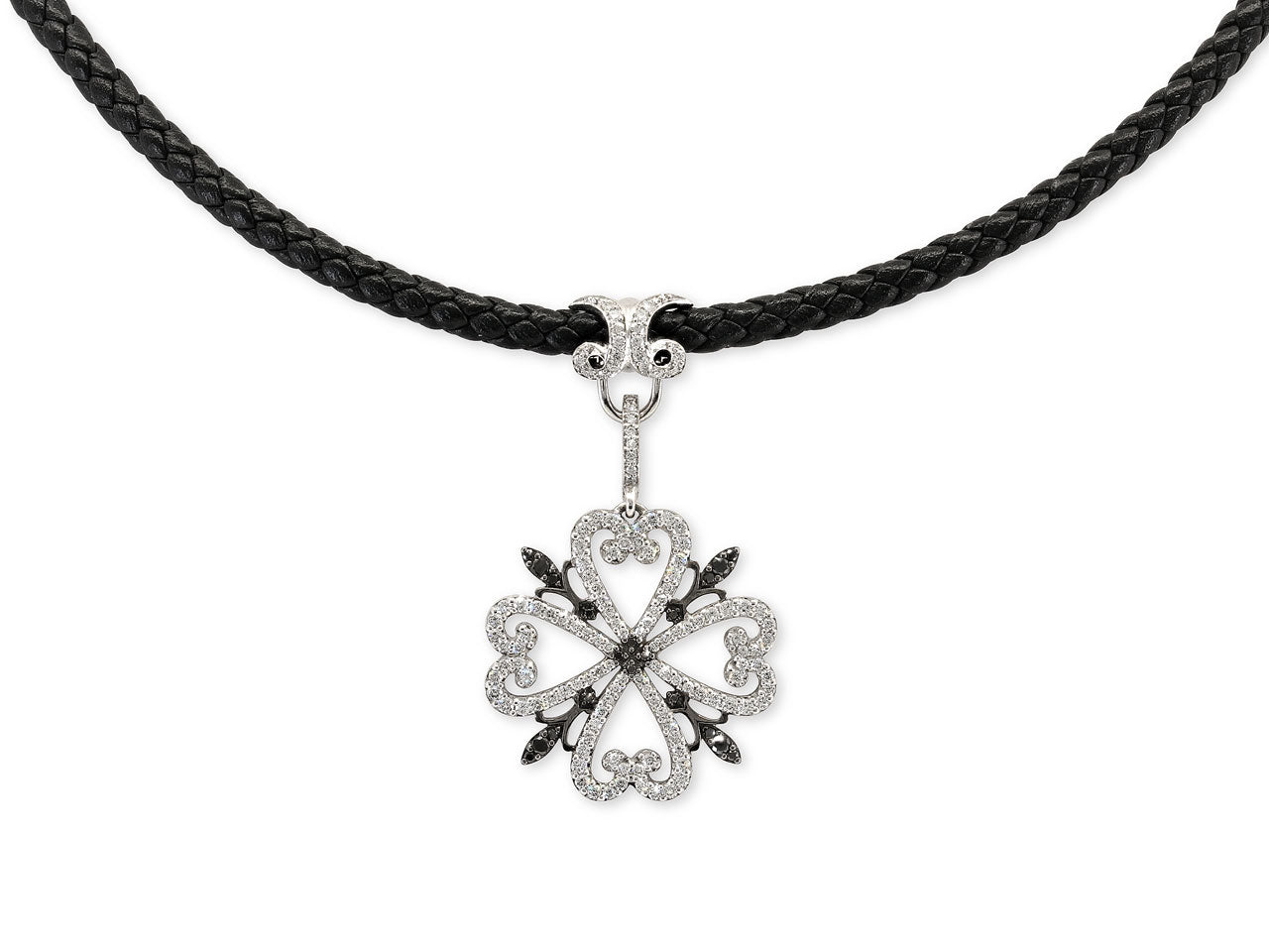 Rhonda Faber Green Diamond Clover Pendant in 18K White Gold