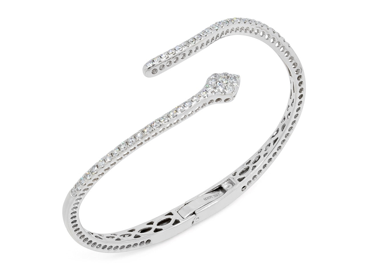 Diamond Snake Bangle in 18K White Gold