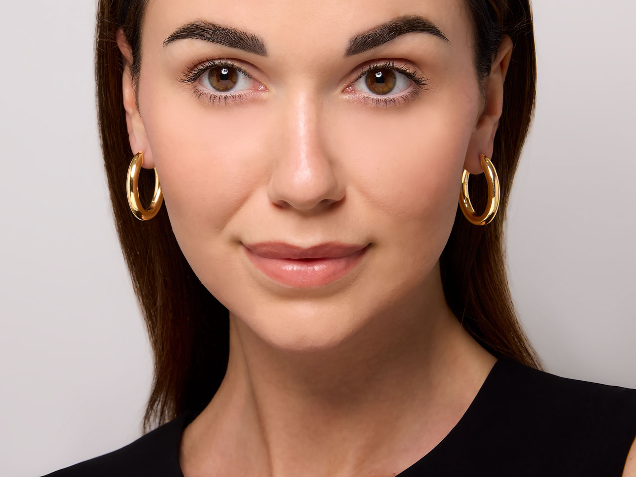 Hinged Elongated Hoop Earrings in 18K Gold, by Beladora