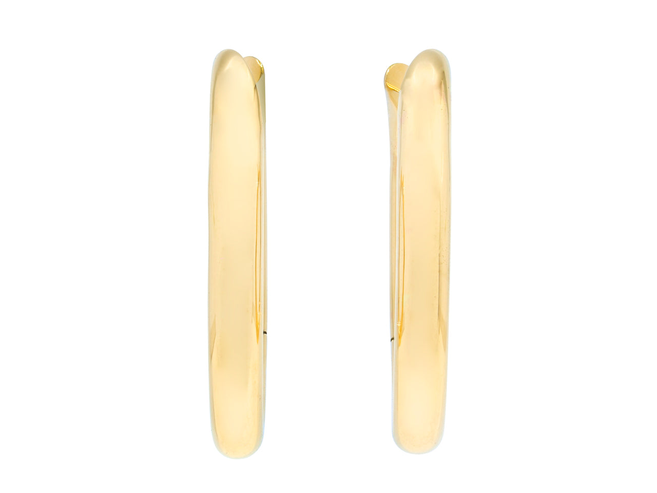 Hinged Elongated Hoop Earrings in 18K Gold, by Beladora