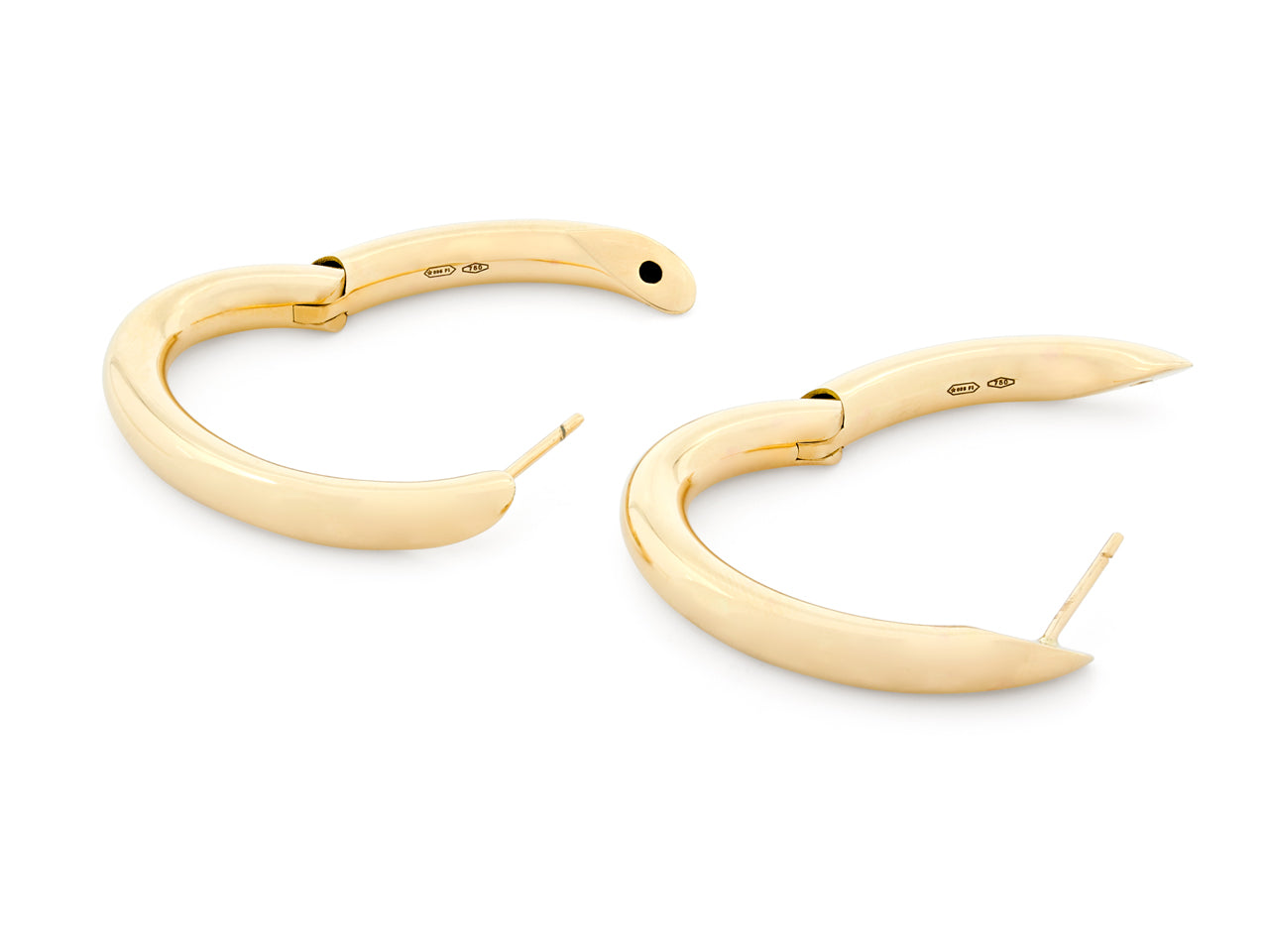 Hinged Elongated Hoop Earrings in 18K Gold, by Beladora