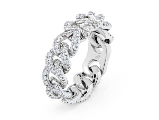 Diamond Link Ring, by Beladora, in 18K White Gold