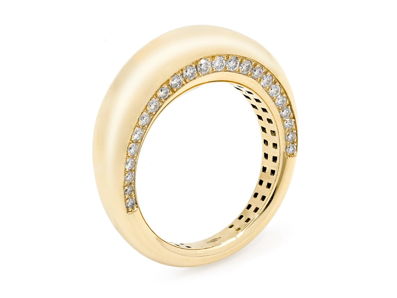 Bombé Gold Ring, with Diamonds, in 18K, by Beladora