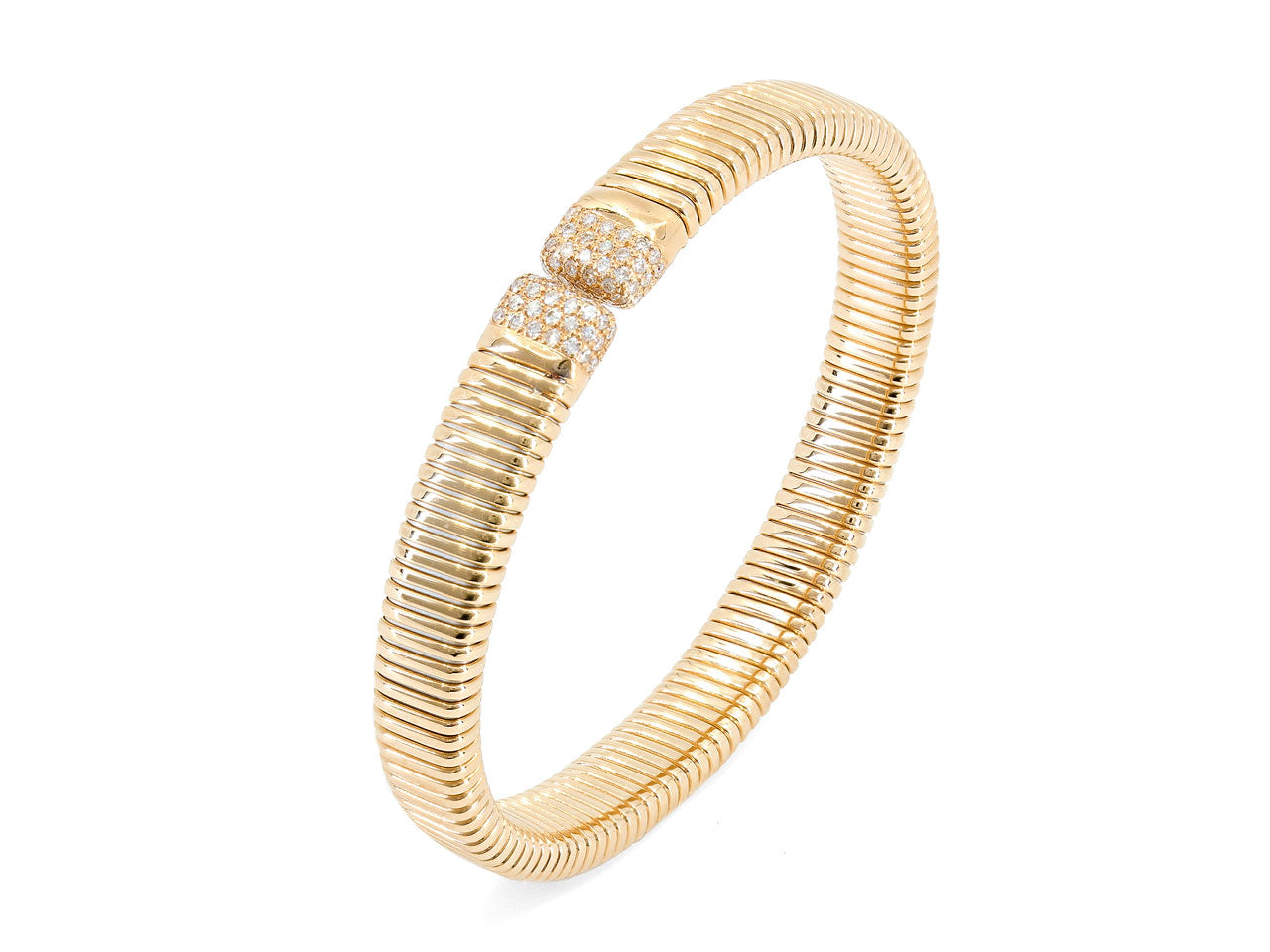 Tubogas Bracelet with Diamonds, Medium, by Beladora, in 18K Gold