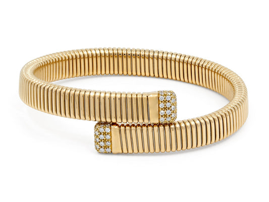 Tubogas Bypass Bracelet with Diamonds, Medium, by Beladora, in 18K Gold