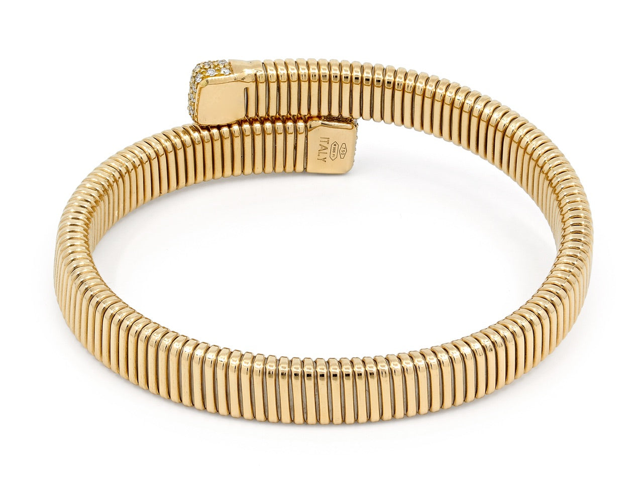 Tubogas Bypass Bracelet with Diamonds, Medium, by Beladora, in 18K Gold