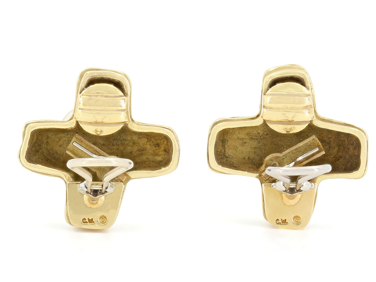 Christopher Walling 'X' Earrings in 18K Gold