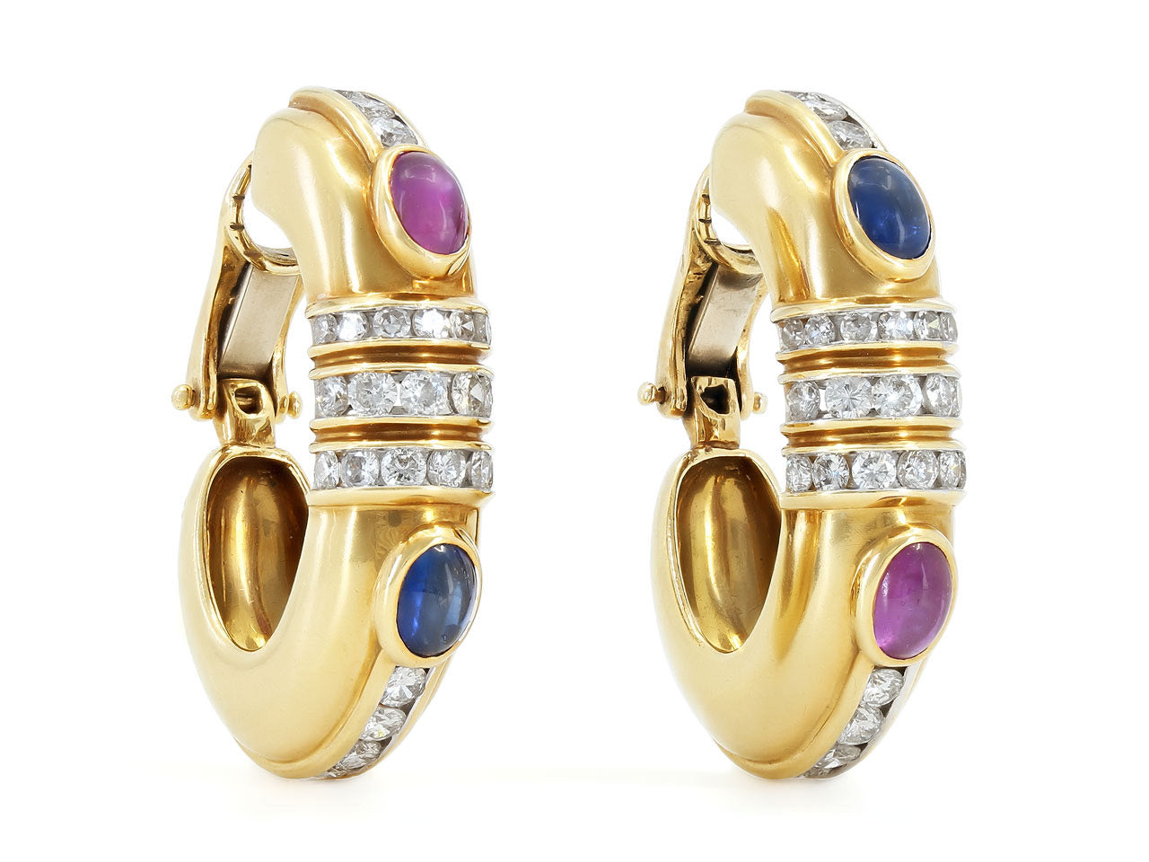 Sapphire and Diamond Earrings in 18K Gold