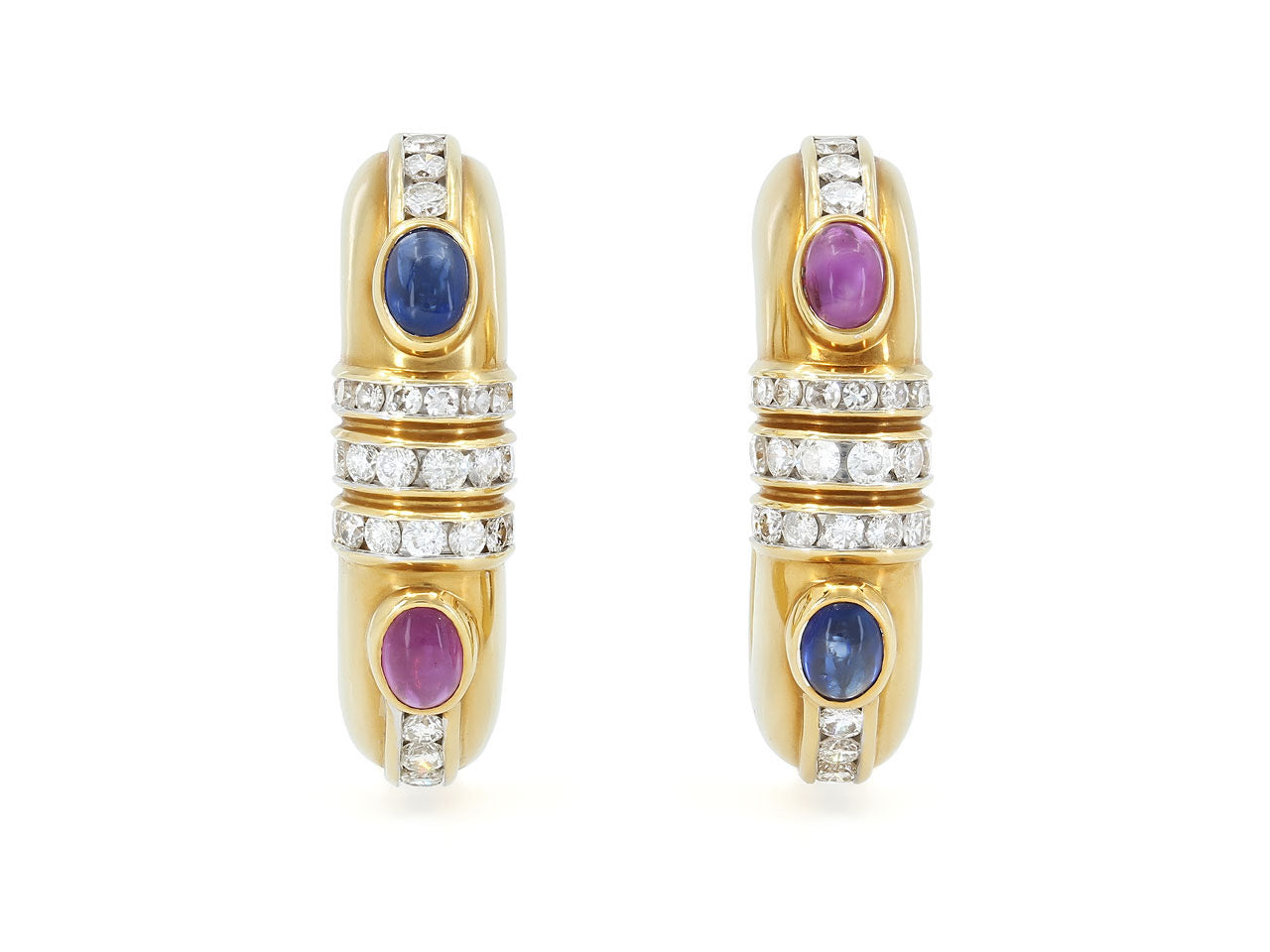 Sapphire and Diamond Earrings in 18K Gold