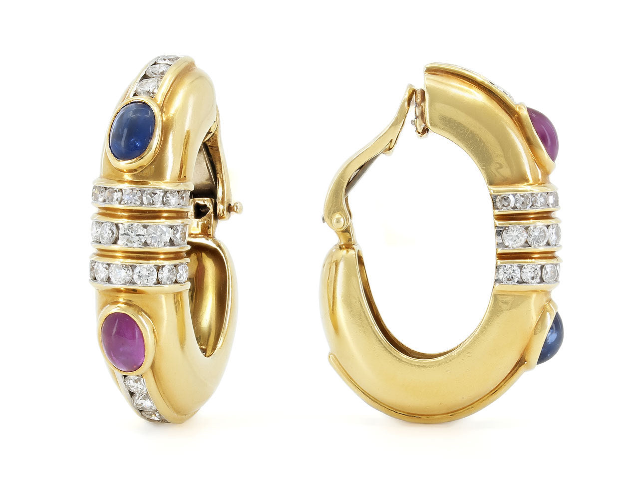 Sapphire and Diamond Earrings in 18K Gold