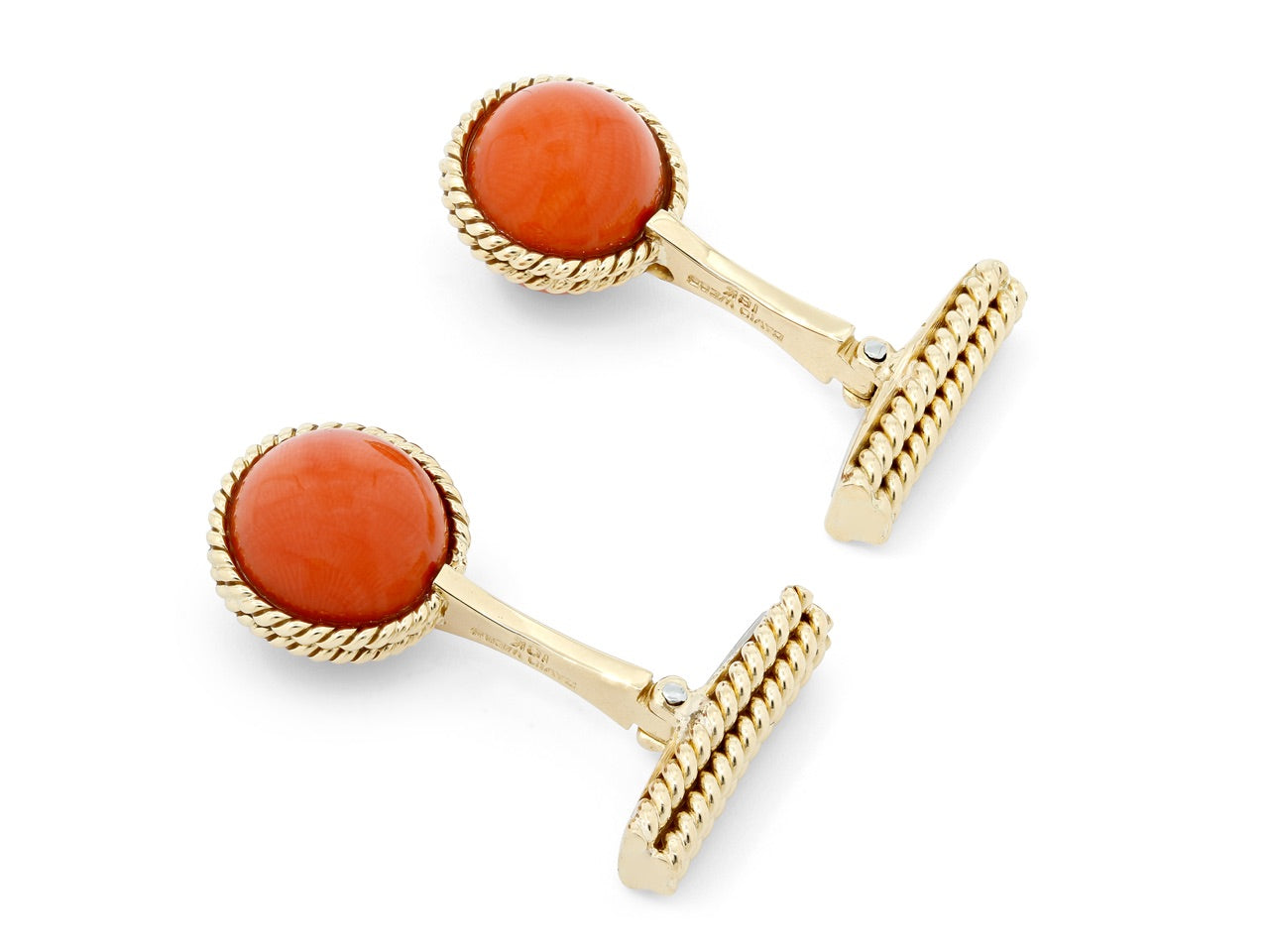 David Webb Coral Cufflinks in 18K Gold