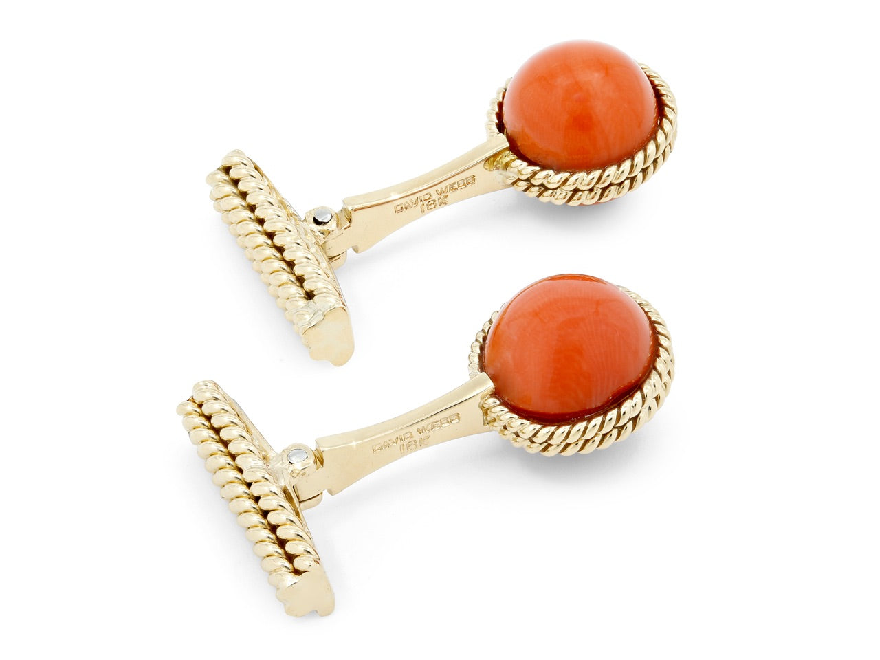 David Webb Coral Cufflinks in 18K Gold