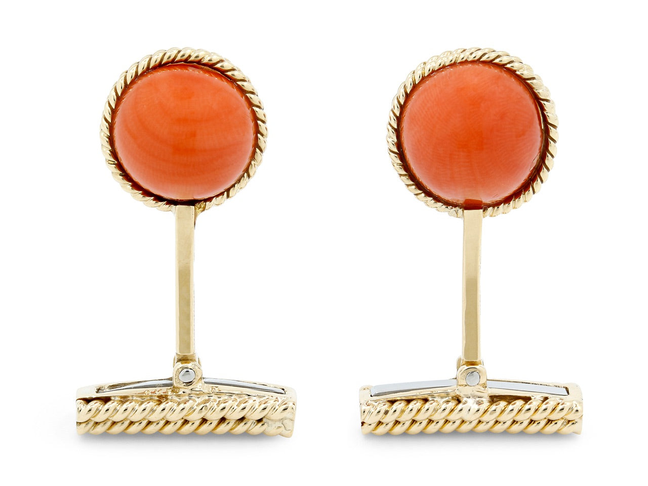 David Webb Coral Cufflinks in 18K Gold