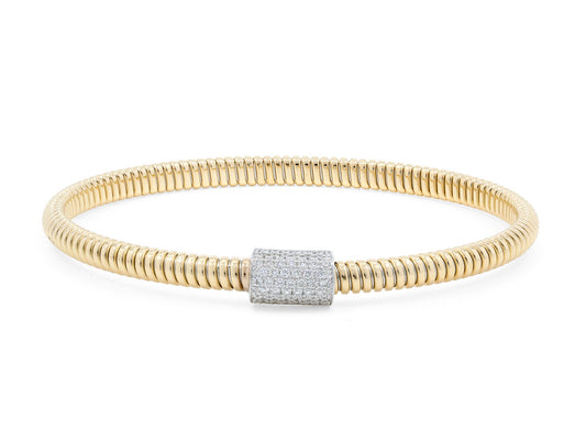 Thin Tubogas Bracelet with Diamond Clasp, in 18K Yellow Gold, by Beladora